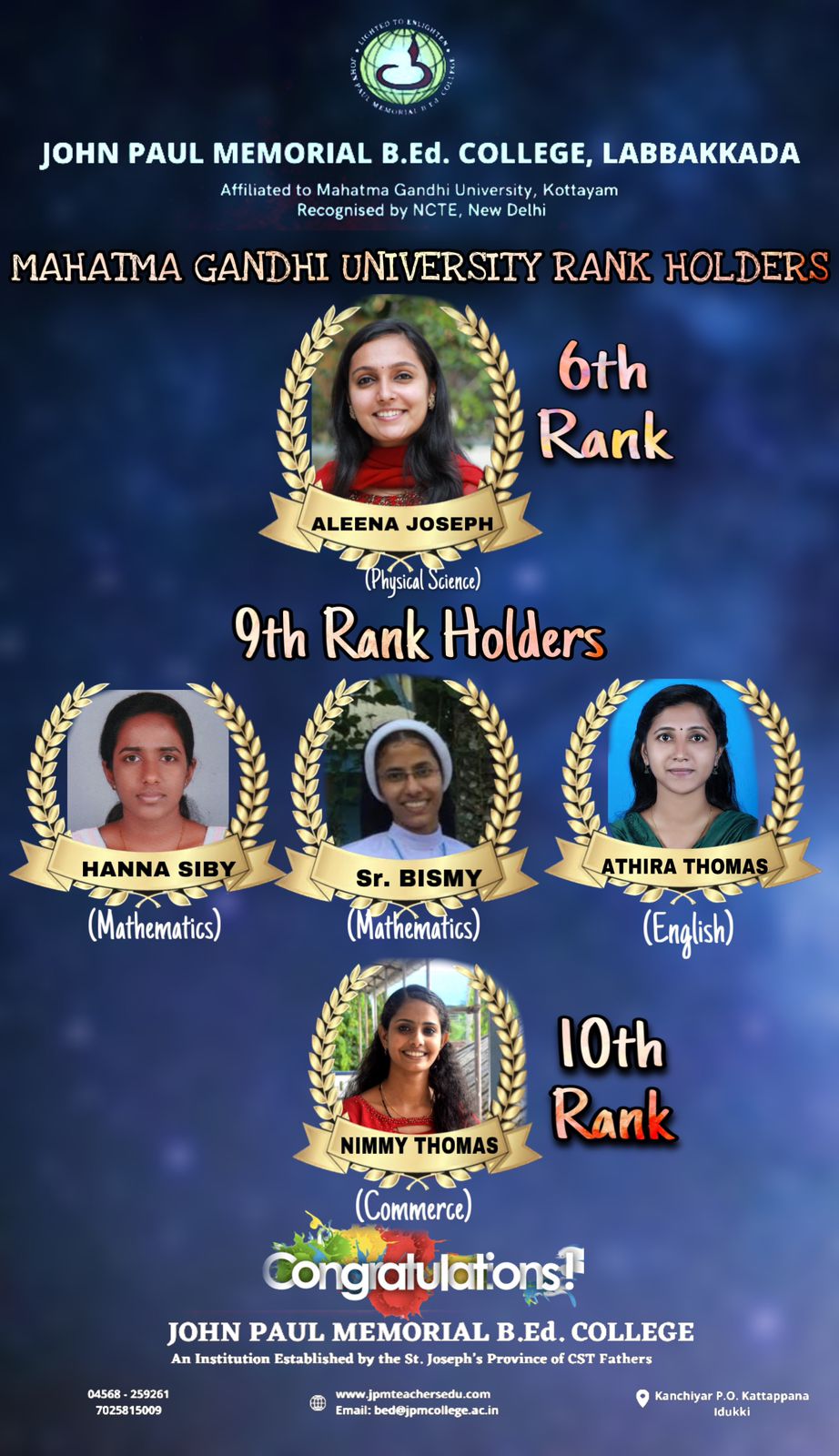 RANK HOLDERS